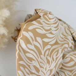Tissu viscose lin brodé & festonné - Beige