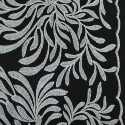 Tissu viscose lin brodé & festonné - Noir