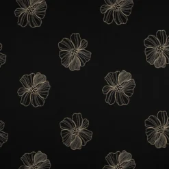 Tissu viscose lin motif fleurs sables fond noir