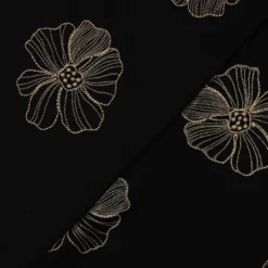 Tissu viscose lin motif fleurs sables fond noir