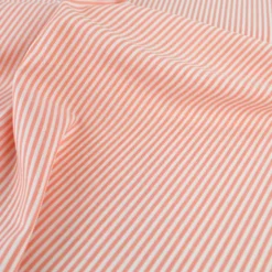 Tissu viscose mélangée à rayures tangerine et blanches