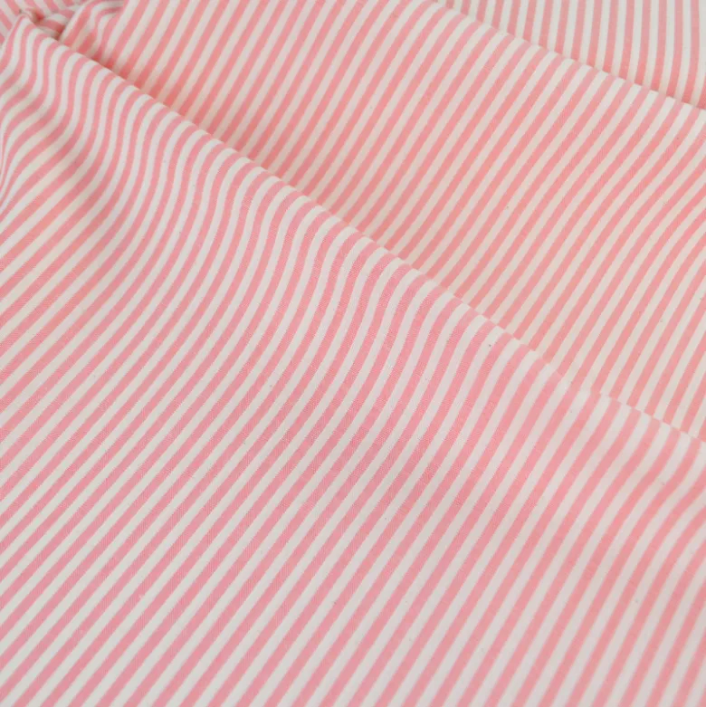 Tissu viscose mélangée à rayures vieux Corail et blanc