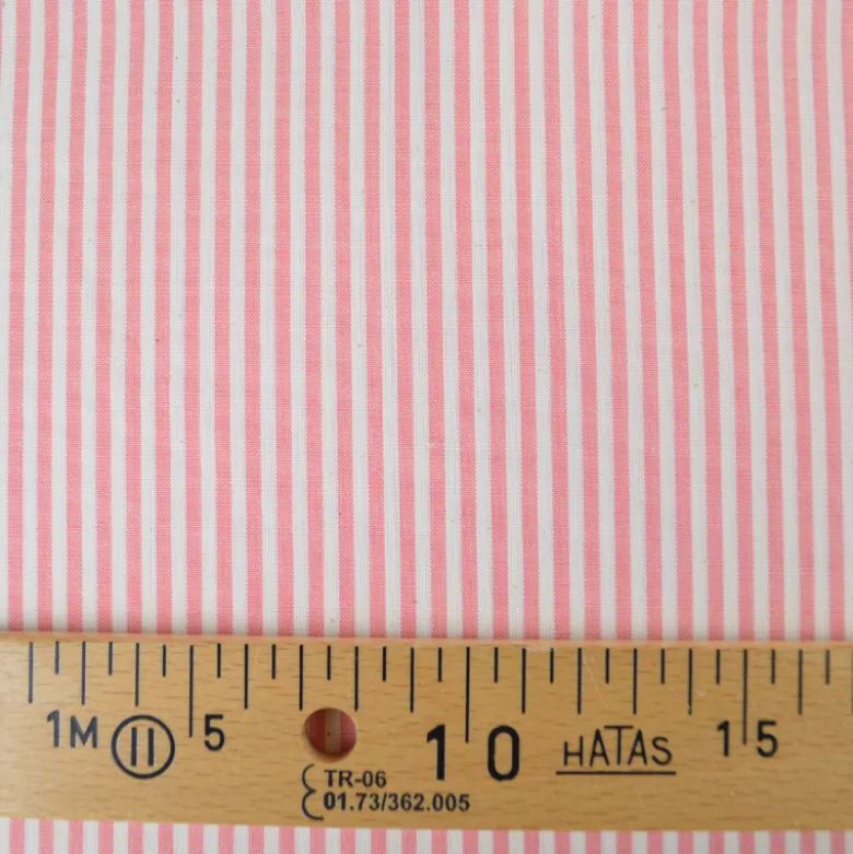 Tissu viscose mélangée à rayures vieux Corail et blanc