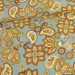 Tissu Viscose motif fleurs cachemire fond Gris