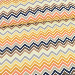 Tissu Viscose stretch motif graphique chevrons beige - OEKO TEX