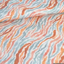 Tissu viscose Stretch motif zebré skin fond écru