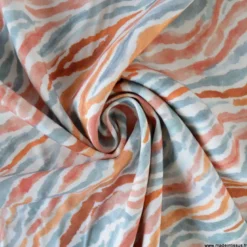 Tissu viscose Stretch motif zebré skin fond écru