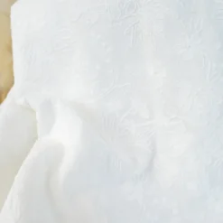Tissu voile de coton brodé et festonné - Blanc