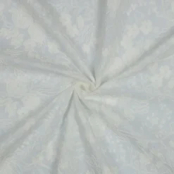 Tissu voile de coton brodé et festonné - Blanc