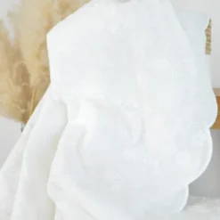 Tissu voile de coton brodé et festonné - Blanc