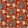 Tissu voile de coton indien Chandra Bagh – fond rouge & fleurs indigo