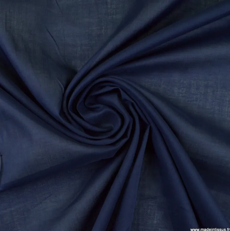 Tissu Voile de coton Marine - Bio & OEKO TEX standard 100