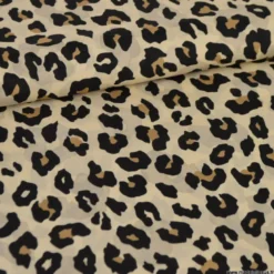 Tissu voile de coton motif léopard - Fond Sable