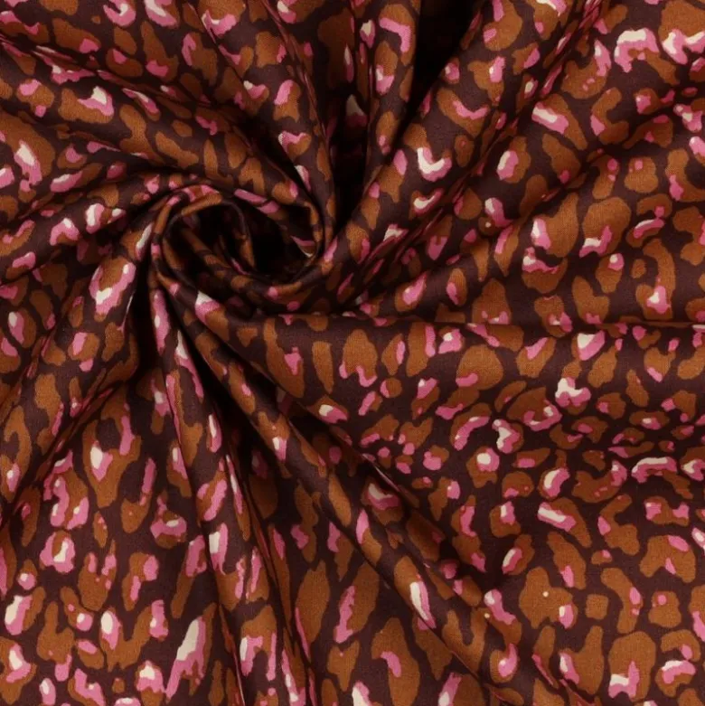 Tissu voile de coton motif léopard graphique - Bordeaux