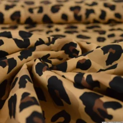 Tissu voile de coton motif léopard - Fond Camel