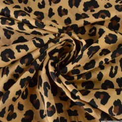 Tissu voile de coton motif léopard - Fond Camel