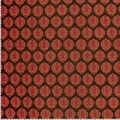 Tissu voile de coton Rajani – Motif block print rouge & brun