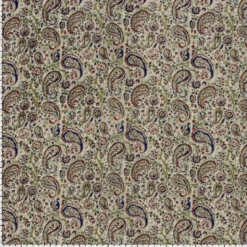 Tissu voile de coton Sundari motif paisley indien vert, rouge & bleu