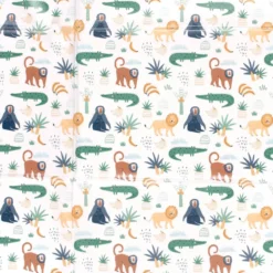 Toile cirée motif animaux de la jungle fond Blanc