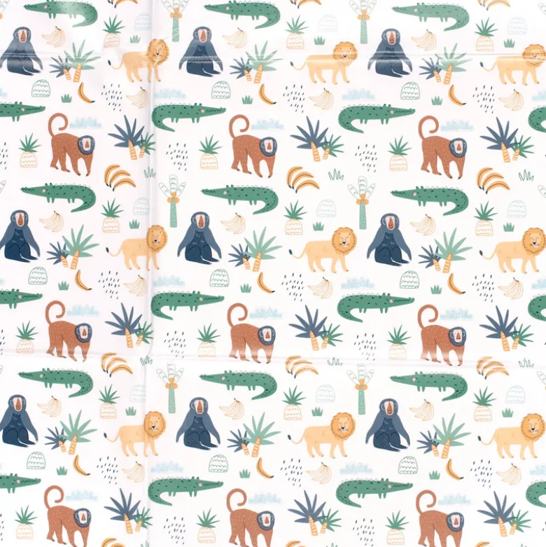Toile cirée motif animaux de la jungle fond Blanc