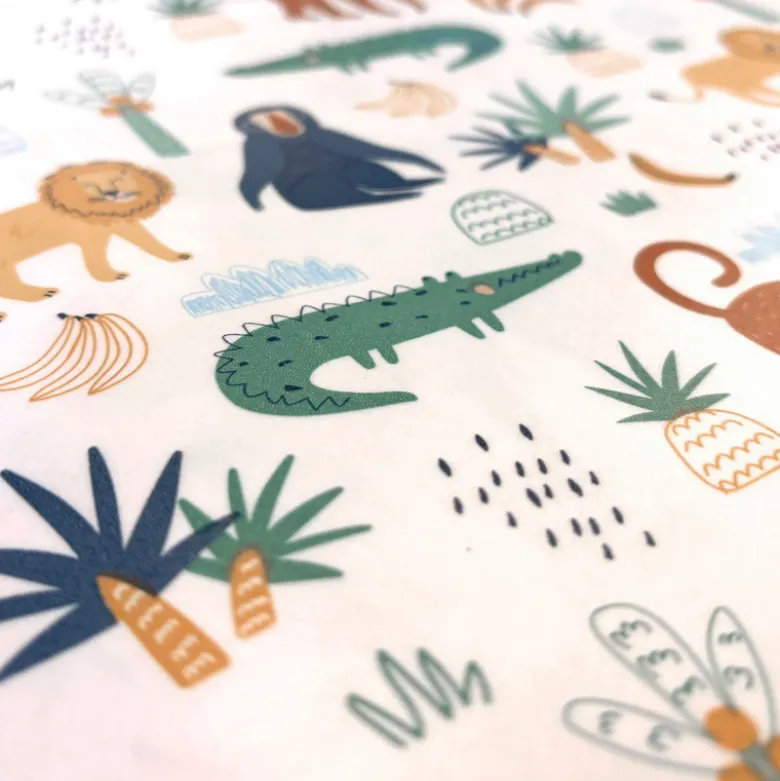 Toile cirée motif animaux de la jungle fond Blanc
