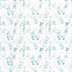 Toile cirée motif eucalyptus fond blanc