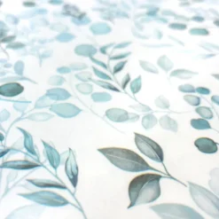 Toile cirée motif eucalyptus fond blanc