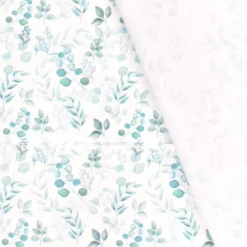 Toile cirée motif eucalyptus fond blanc