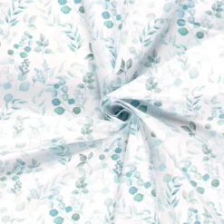 Toile cirée motif eucalyptus fond blanc