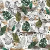 Toile de coton motif bébés animaux de la jungle Kaki