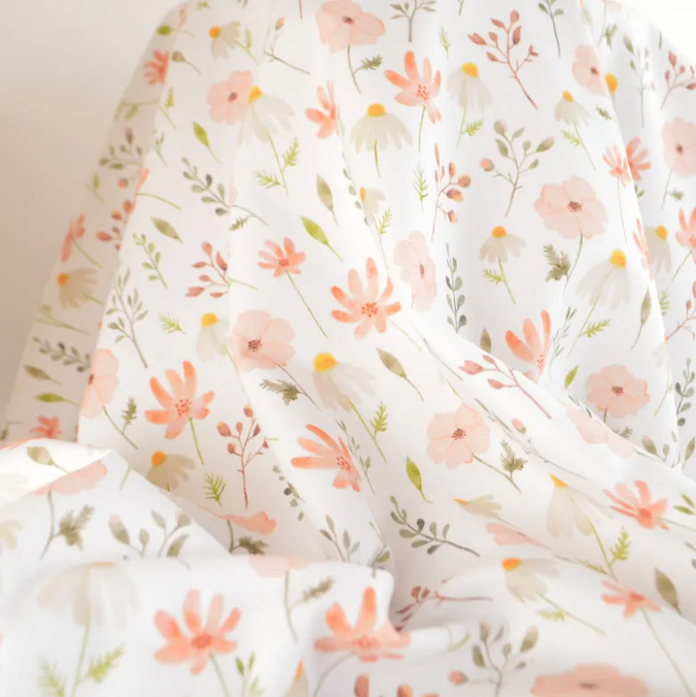 Toile de coton motif prairie de fleurs Sauvages