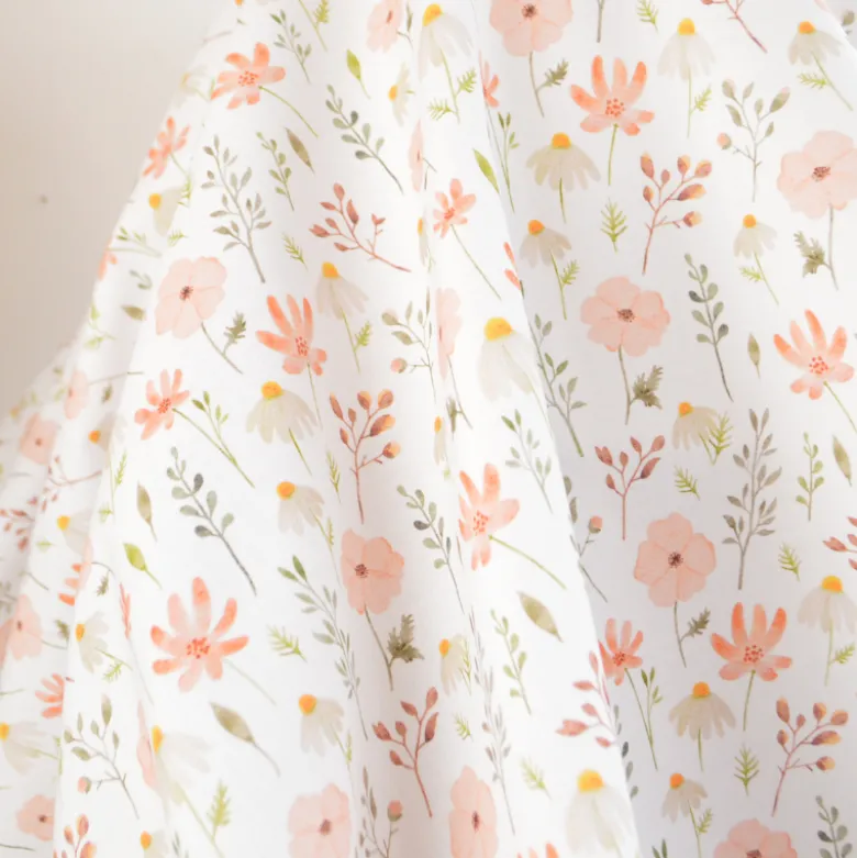 Toile de coton motif prairie de fleurs Sauvages