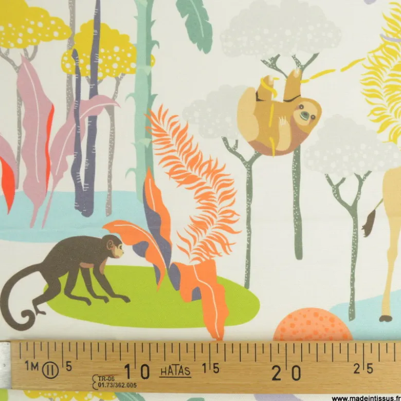 Toile demi natté Africa motifs animaux de la Jungle