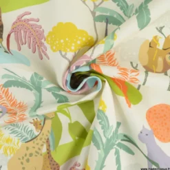 Toile demi natté Africa motifs animaux de la Jungle