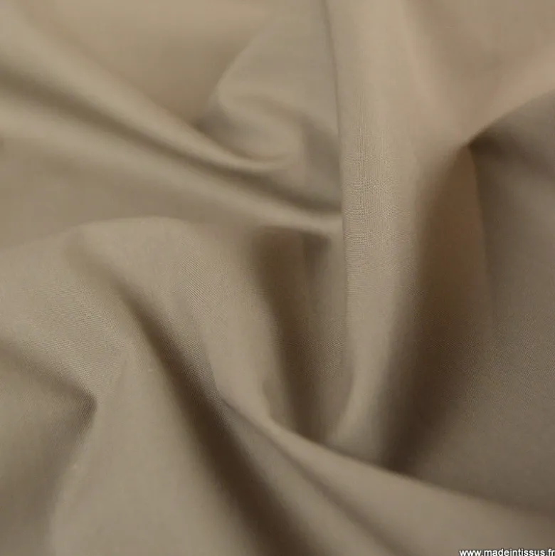 Toile à draps percale grande largeur coton taupe easy care