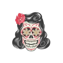 Transfert textile Thermocollant motif tête de mort calaveras Femme