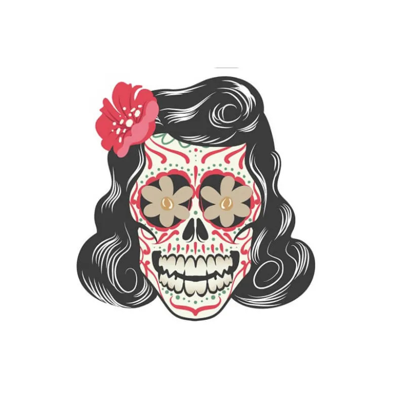 Transfert textile Thermocollant motif tête de mort calaveras Femme