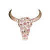 Transfert textile Thermocollant motif crane de vache fleuri