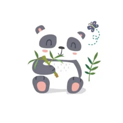Transfert textile Thermocollant motif Panda et eucalyptus