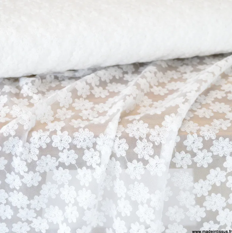 Tulle brodé Izia - Blanc