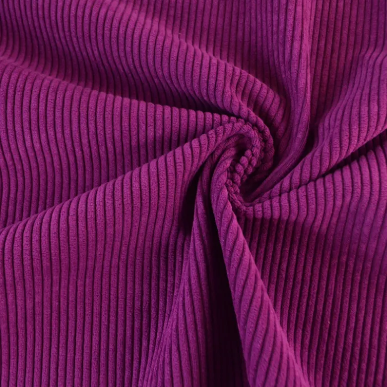 Velours grosses côtes d'ameublement Huggy - Aubergine