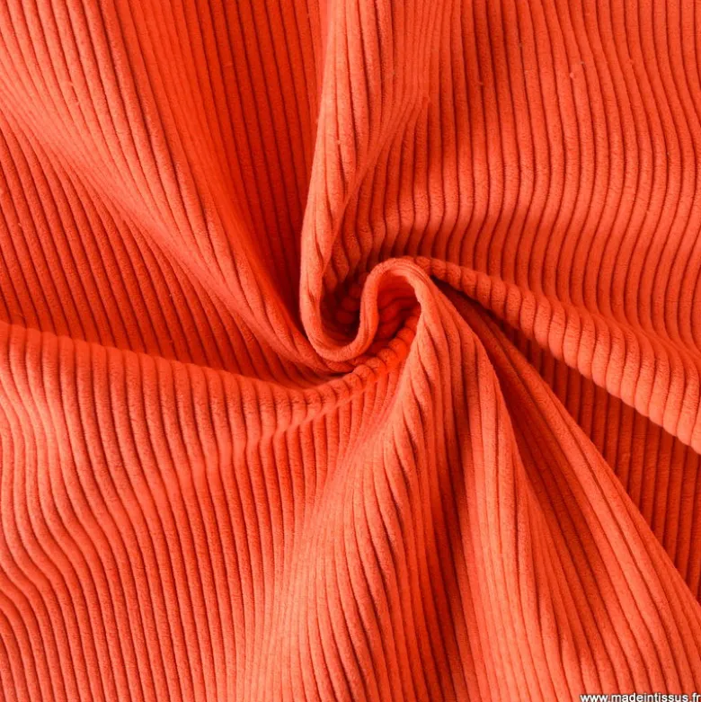 Velours grosses côtes d'ameublement Huggy - Orange Spicy