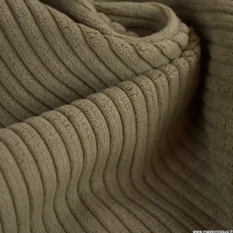 Velours grosses côtes d'ameublement Huggy - taupe