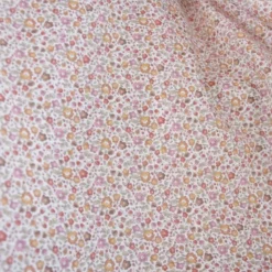 Voile de coton BIO motif fleurs bordeaux et camel -oeko tex