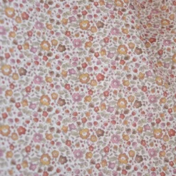 Voile de coton BIO motif fleurs bordeaux et camel -oeko tex