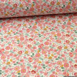 Voile de coton Bio & OEKO TEX motifs fleurs roses et fuchsia