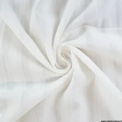 Voile de coton Blanc à fines rayures Lurex
