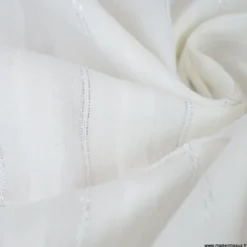 Voile de coton Blanc à fines rayures Lurex