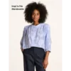 Voile de coton tissé teint à rayures - Bleu et blanc